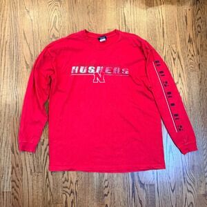 Vintage Jansport Nebraska Huskers Long Sleeve T Graphic XXL Red Heavyweight
